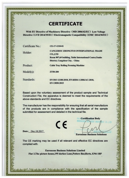 Chine RFM Cold Rolling Forming Machinery Certifications